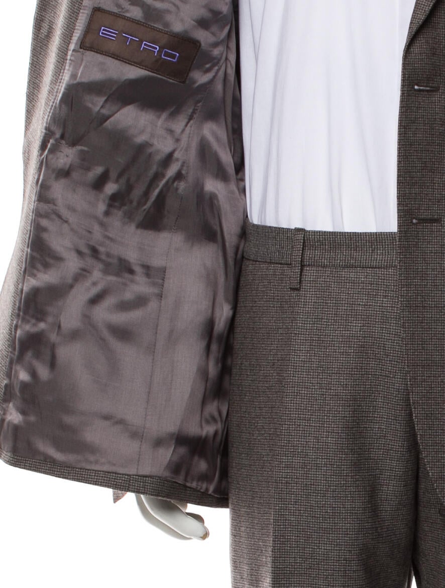 Etro Wool Plaid Print Two-Piece Suit